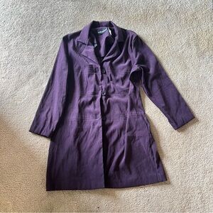 Purple Button-Up Long Blazer Coat By SAG Harbor Dress Size 12